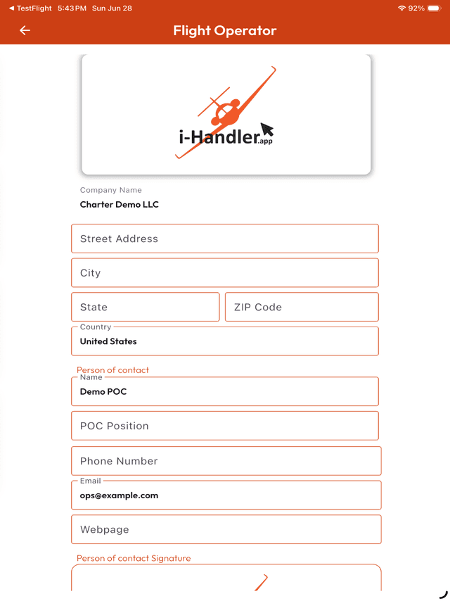 i-Handler App iPad